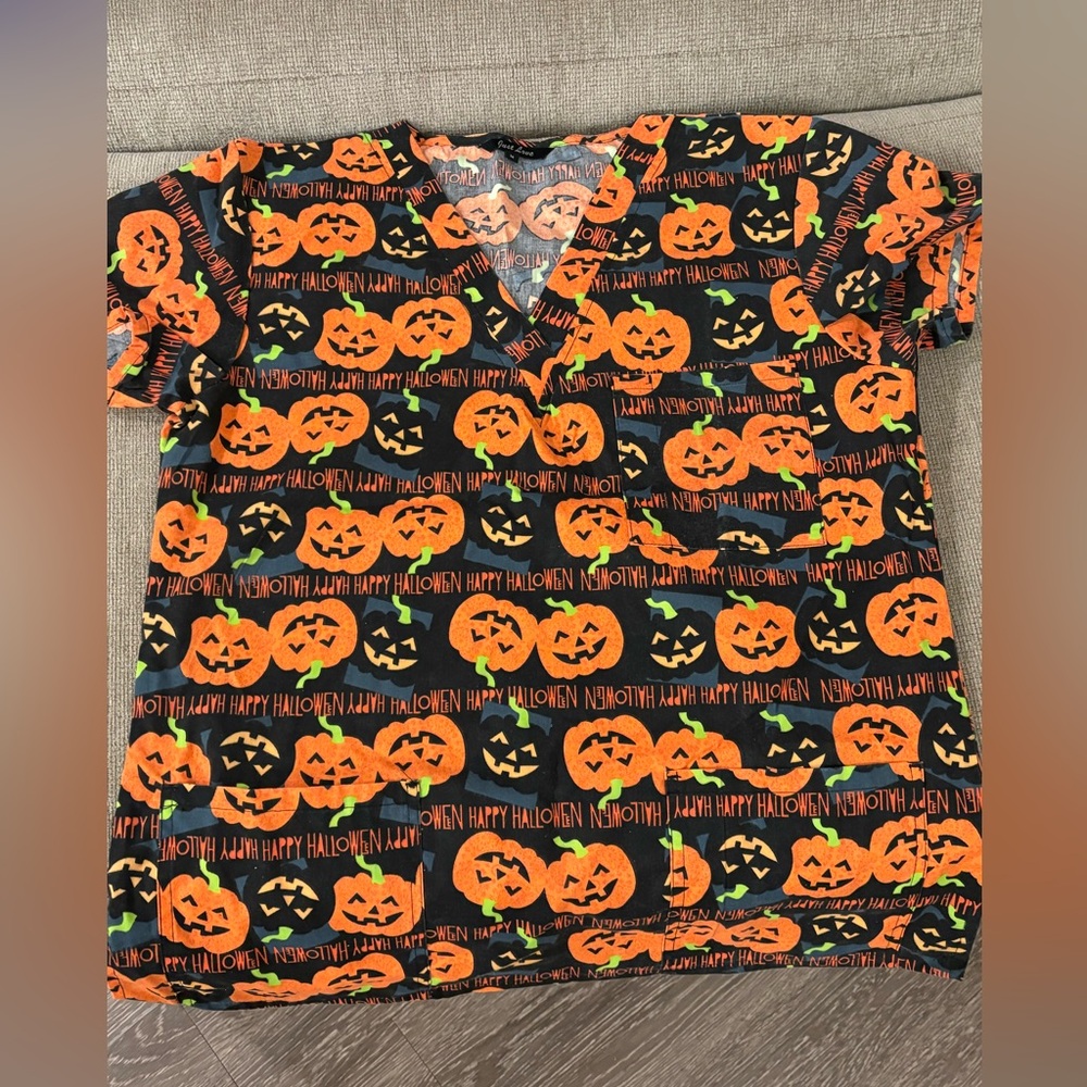 Halloween scrub top